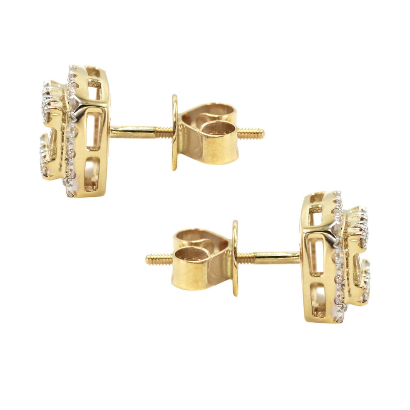 14K Yellow Gold Diamond Earrings For Men | 1.12 Carats | 3.74 Grams