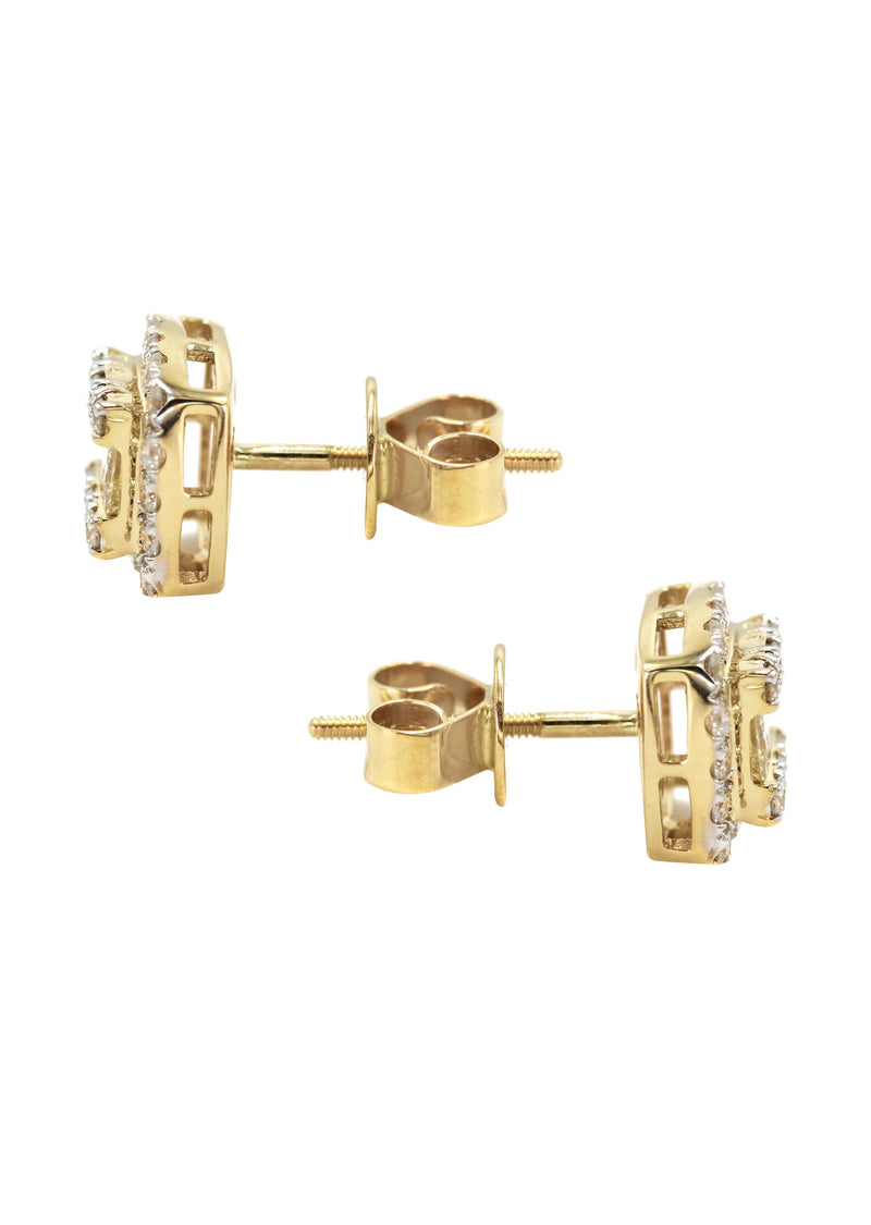 14K Yellow Gold Diamond Earrings For Men | 1.12 Carats | 3.74 Grams