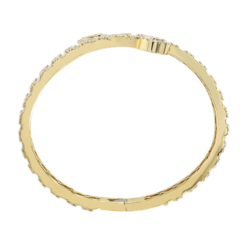 14K Yellow Gold Circle Baguette Diamond Bangle