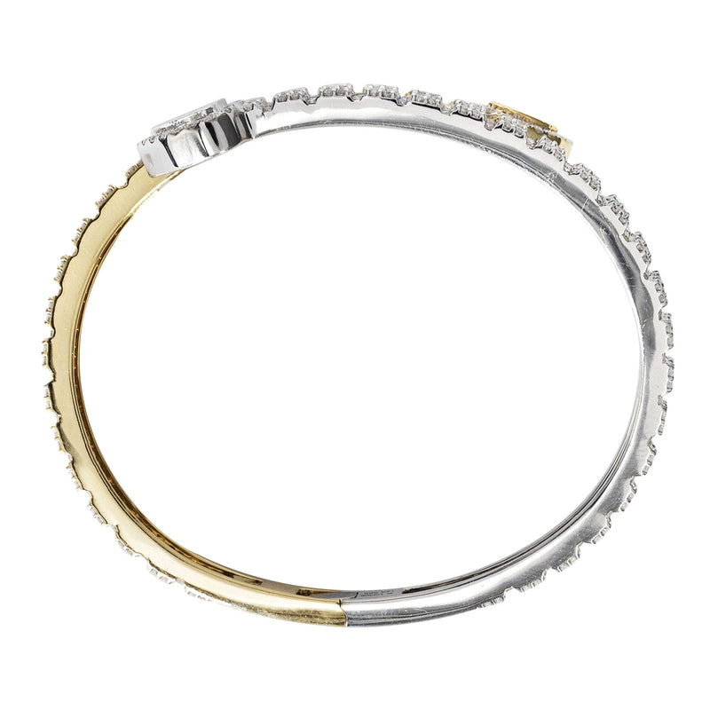 14K Two Tone Diamond Baguette Heart Bangle | 36.05 Grams | 9.97 Carats