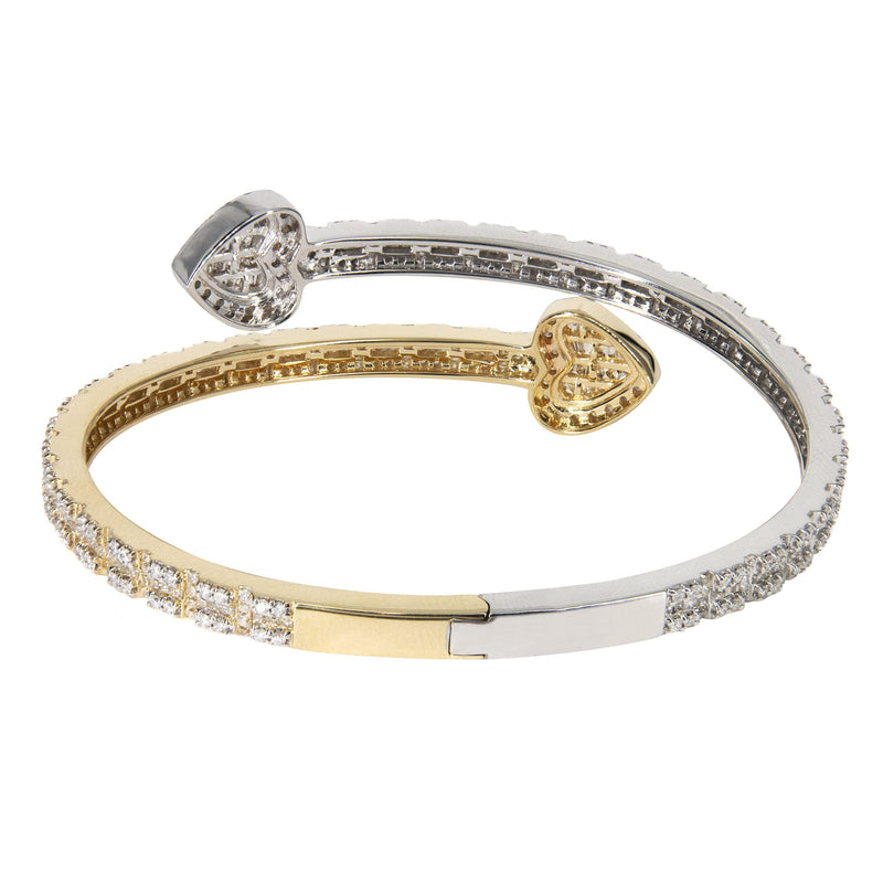 14K Two Tone Diamond Heart Bangle Bracelet | 23.44 Grams | 4.85 Carats
