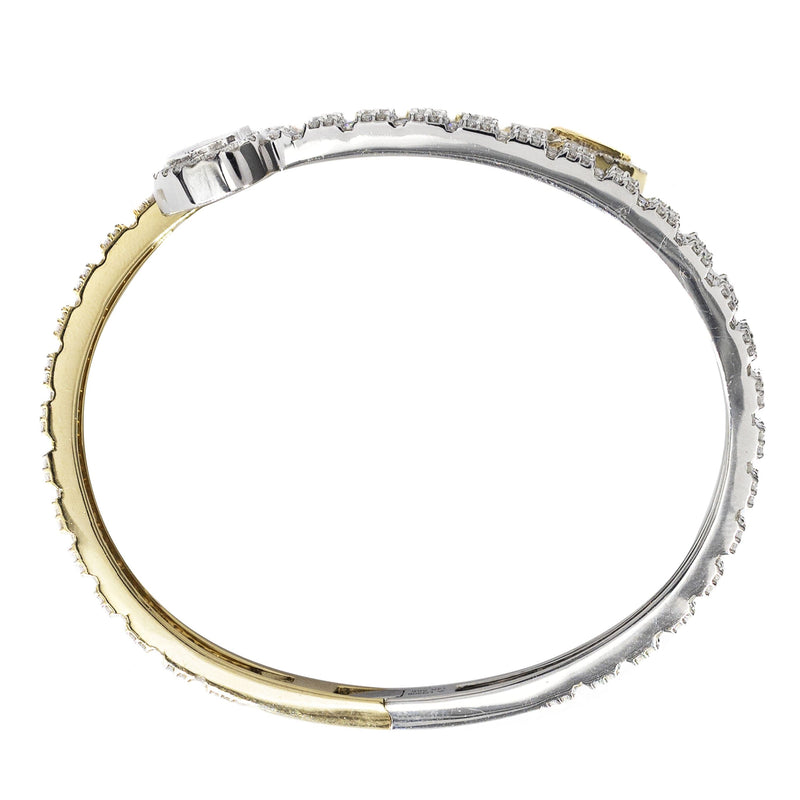 14K Two Tone Diamond Heart Bangle Bracelet | 23.44 Grams | 4.85 Carats