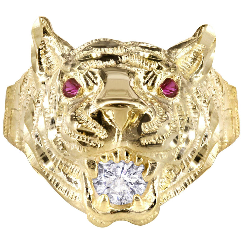 10K Gold Tiger style Mens Ring | 6.1 Grams