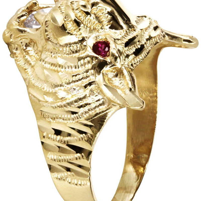 10K Gold Tiger style Mens Ring | 6.1 Grams