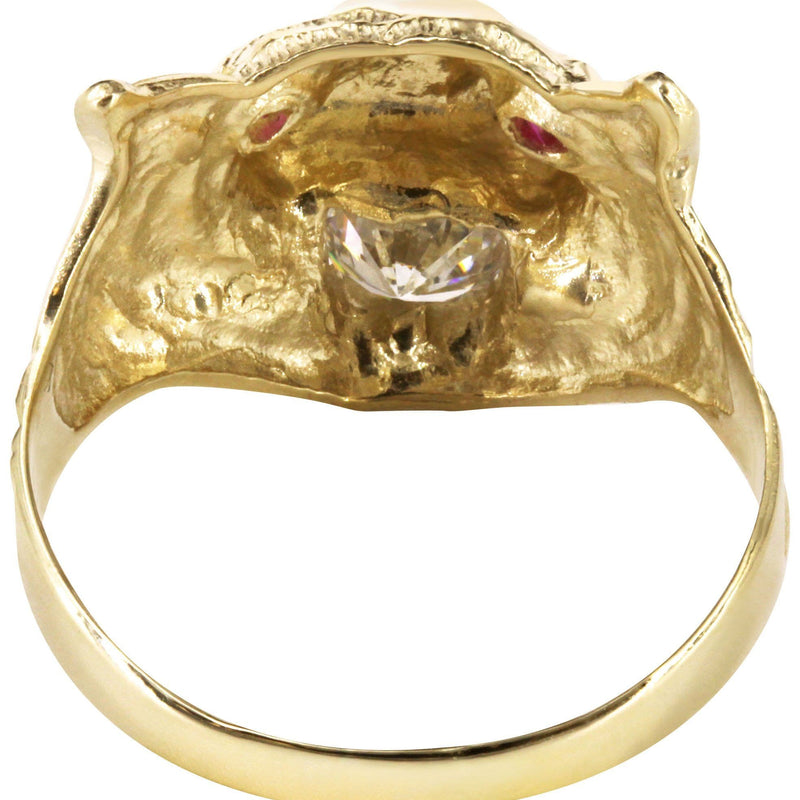 10K Gold Tiger style Mens Ring | 6.1 Grams