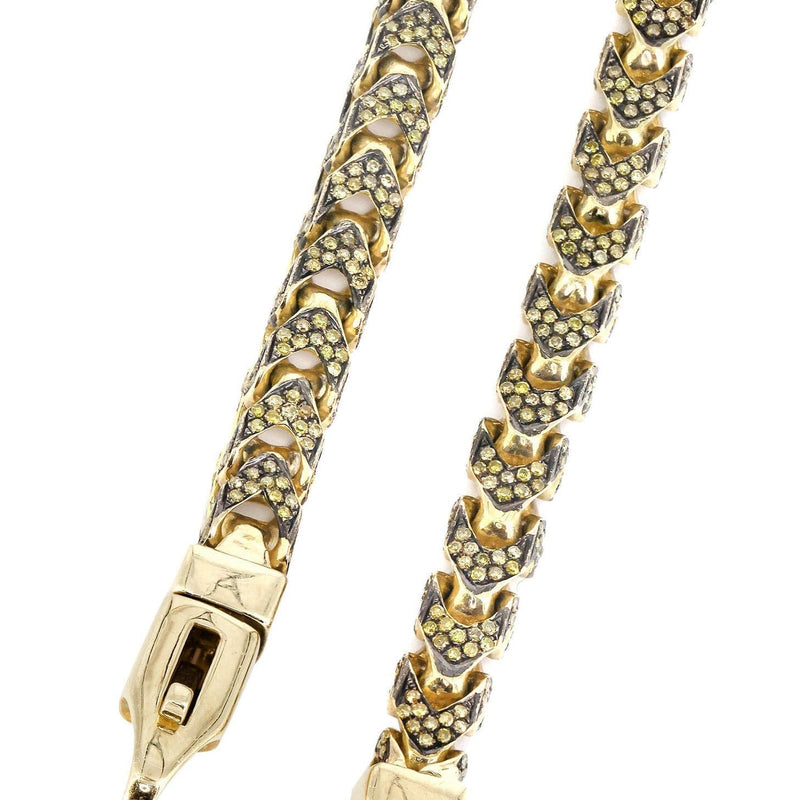 Franco Chain With Yellow Diamonds | 11.15 Carats | 6 Mm Width | 24 Inch Length