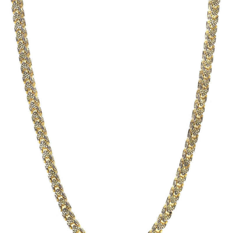 Franco Chain With Yellow Diamonds | 11.15 Carats | 6 Mm Width | 24 Inch Length