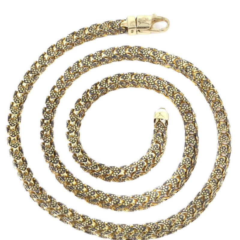 Franco Chain With Yellow Diamonds | 11.15 Carats | 6 Mm Width | 24 Inch Length