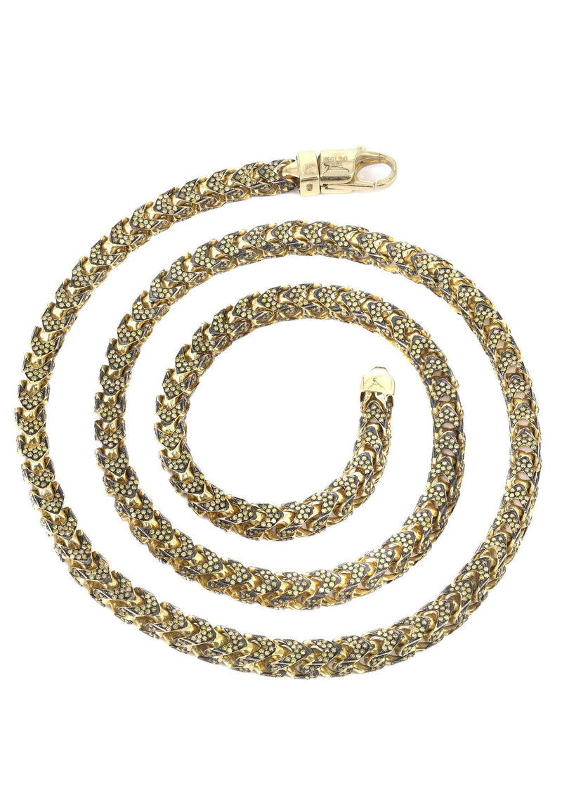 Franco Chain With Yellow Diamonds | 11.15 Carats | 6 Mm Width | 24 Inch Length