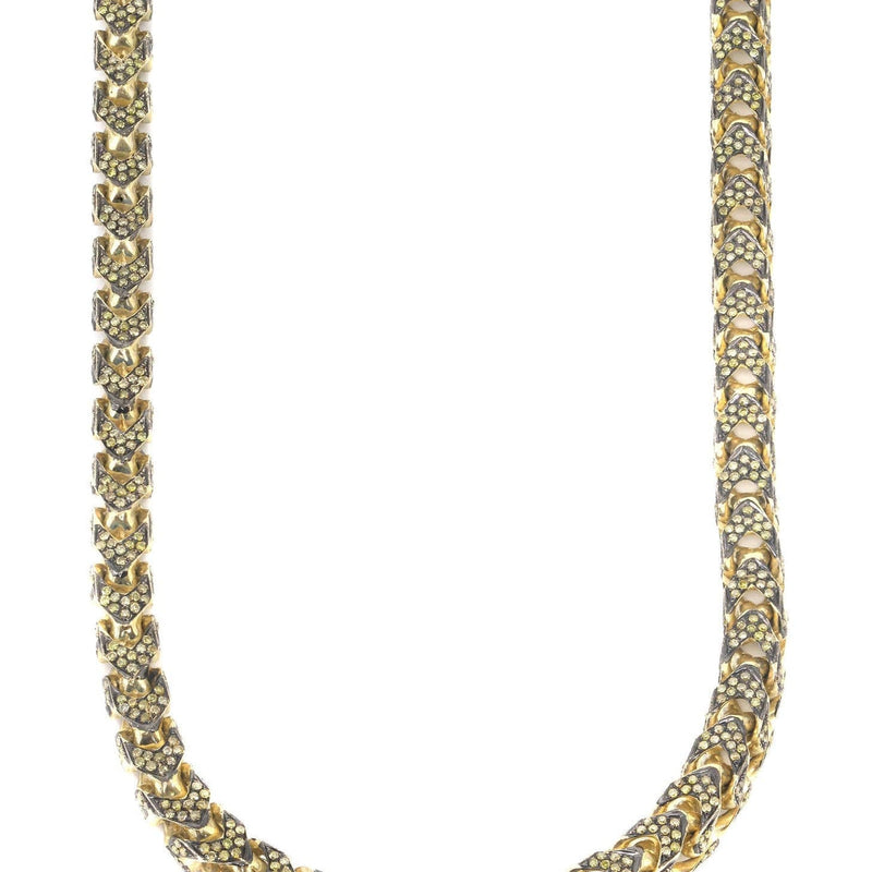 Franco Chain With Yellow Diamonds | 11.15 Carats | 6 Mm Width | 24 Inch Length