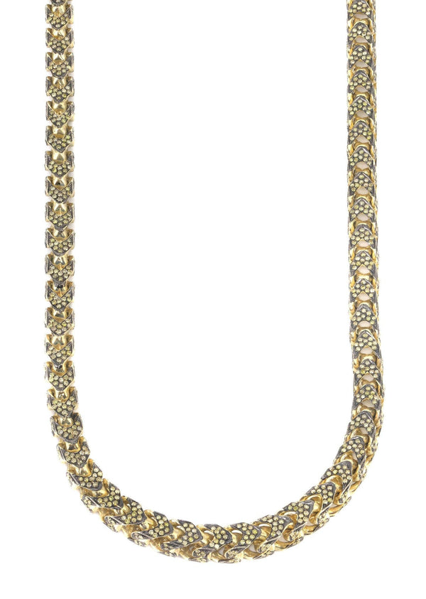 Franco Chain With Yellow Diamonds | 11.15 Carats | 6 Mm Width | 24 Inch Length