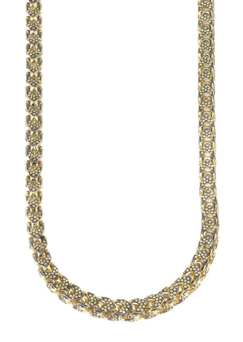 Franco Chain With Yellow Diamonds | 11.15 Carats | 6 Mm Width | 24 Inch Length