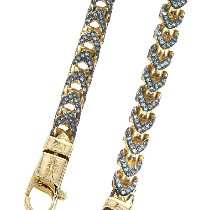 Franco Chain With Blue Diamonds | 20.2 Carats | 6 Mm Width | 24 Inch Length