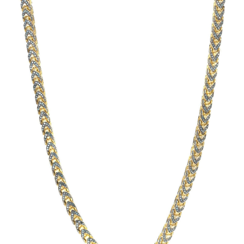 Franco Chain With Blue Diamonds | 20.2 Carats | 6 Mm Width | 24 Inch Length