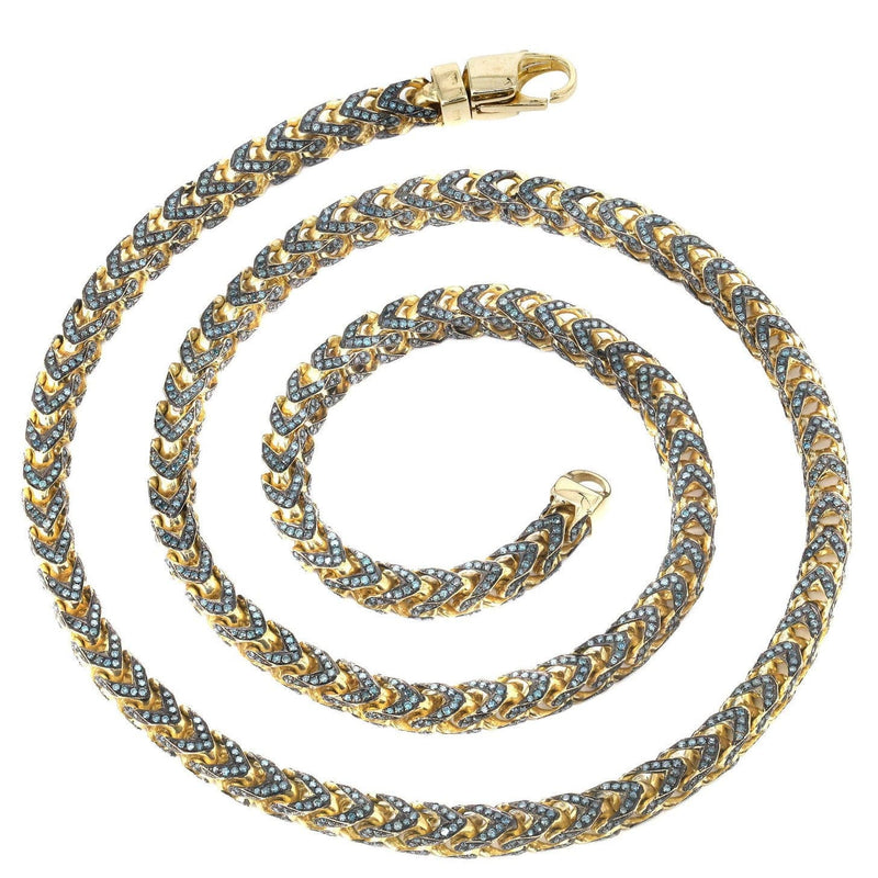 Franco Chain With Blue Diamonds | 20.2 Carats | 6 Mm Width | 24 Inch Length