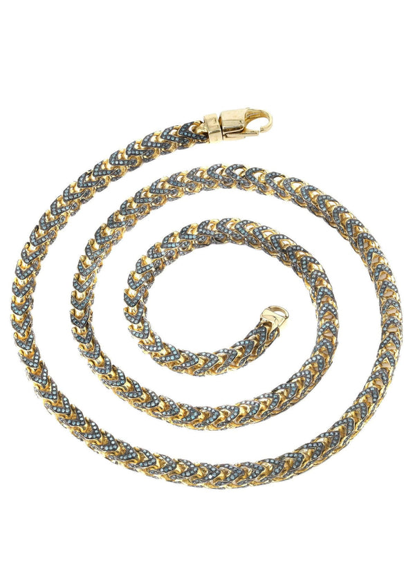 Franco Chain With Blue Diamonds | 20.2 Carats | 6 Mm Width | 24 Inch Length