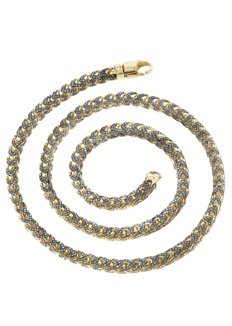 Franco Chain With Blue Diamonds | 20.2 Carats | 6 Mm Width | 24 Inch Length
