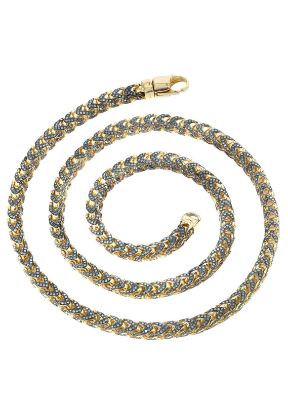 Franco Chain With Blue Diamonds | 20.2 Carats | 6 Mm Width | 24 Inch Length