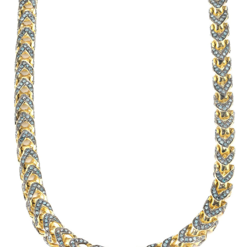 Franco Chain With Blue Diamonds | 20.2 Carats | 6 Mm Width | 24 Inch Length