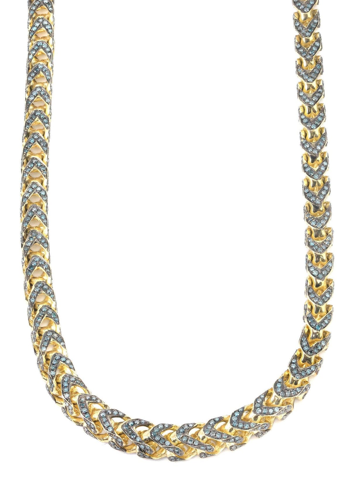 Franco Chain With Blue Diamonds | 20.2 Carats | 6 Mm Width | 24 Inch Length
