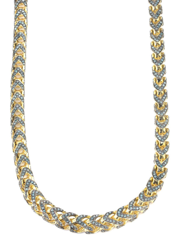 Franco Chain With Blue Diamonds | 20.2 Carats | 6 Mm Width | 24 Inch Length