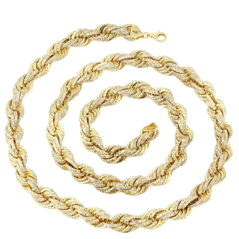 Iced Out Rope Chain | 72.92 Carats | 12 Mm Width | 29 Inch Length