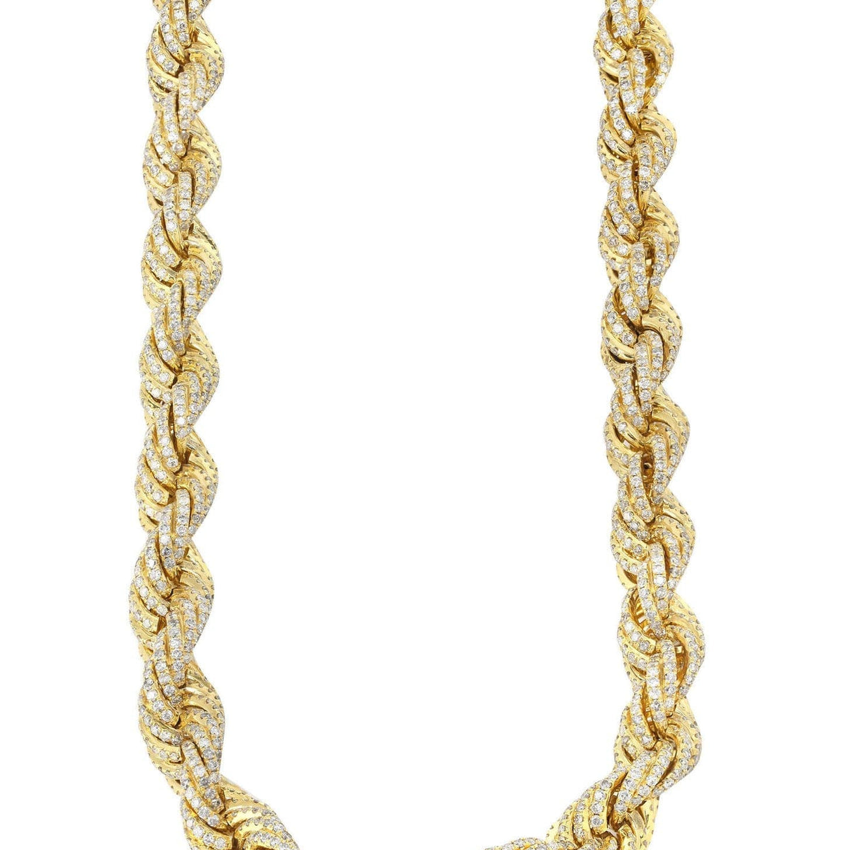 Iced Out Rope Chain | 72.92 Carats | 12 Mm Width | 29 Inch Length