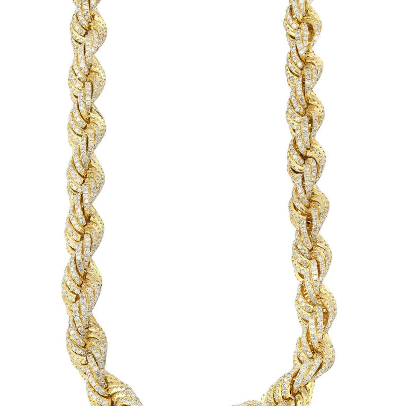 Iced Out Rope Chain | 72.92 Carats | 12 Mm Width | 29 Inch Length