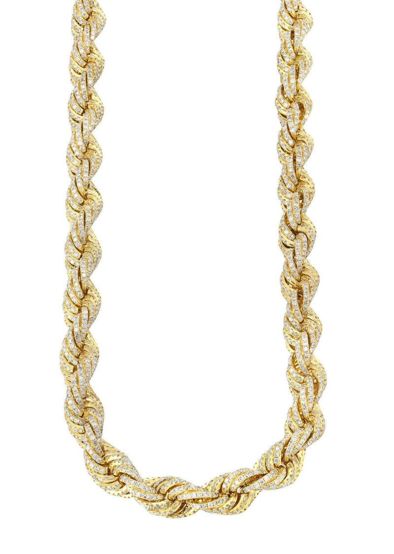 Iced Out Rope Chain | 72.92 Carats | 12 Mm Width | 29 Inch Length