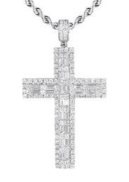 14K White Gold Diamond Cross Necklace  | 4.56 Carats