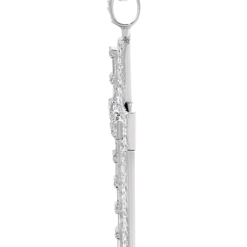 14K White Gold Diamond Cross Necklace  | 4.56 Carats