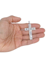 14K White Gold Diamond Cross Necklace  | 4.56 Carats