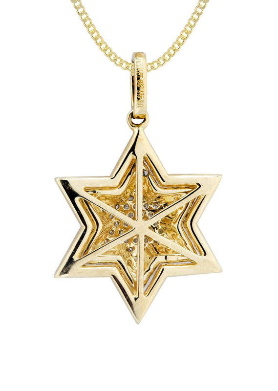 10K Yellow Gold Star Diamond Necklace  | 0.68 Carats