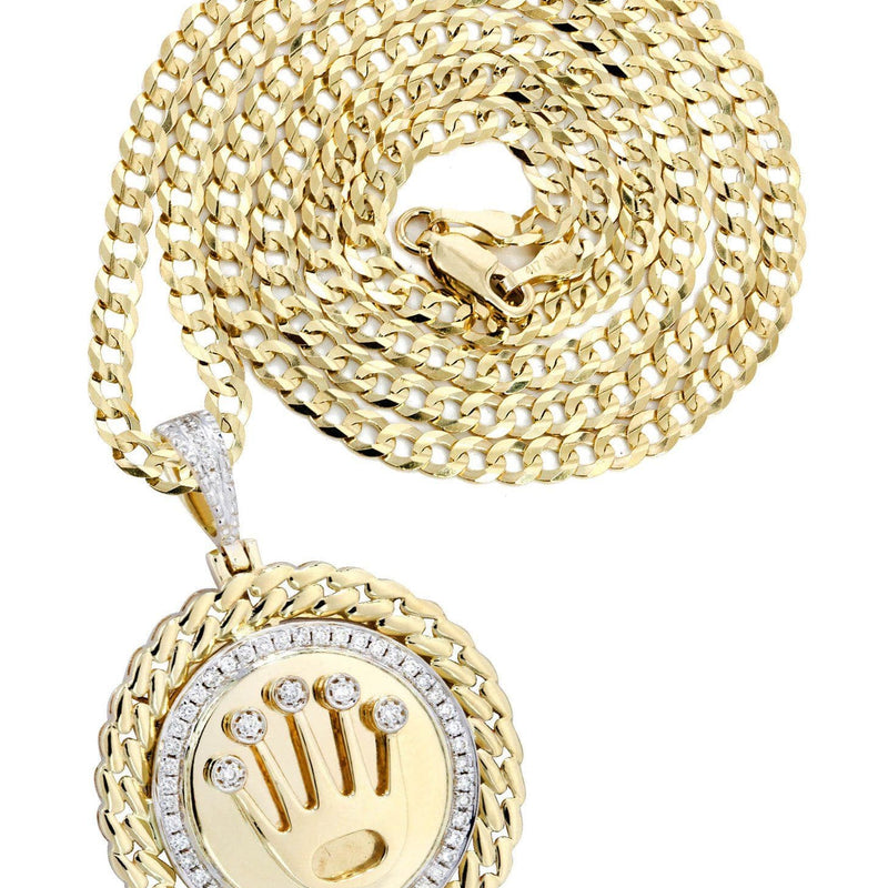 10K Yellow Gold Crown Diamond Necklace  | 0.4 Carats