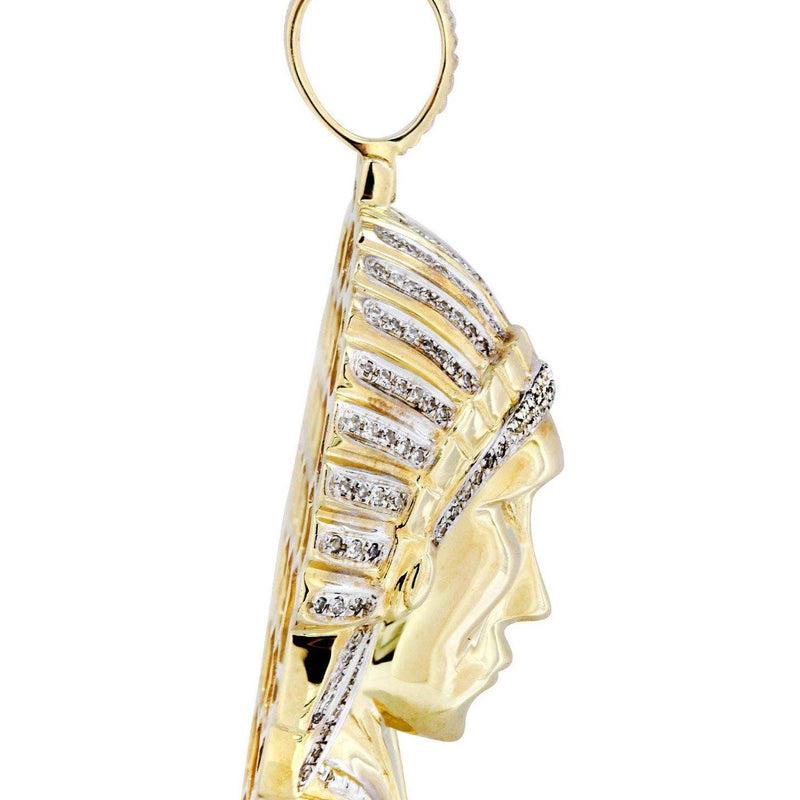 10K Yellow Gold Chief Head Diamond Necklace  | 0.29 Carats