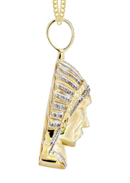 10K Yellow Gold Chief Head Diamond Necklace  | 0.29 Carats