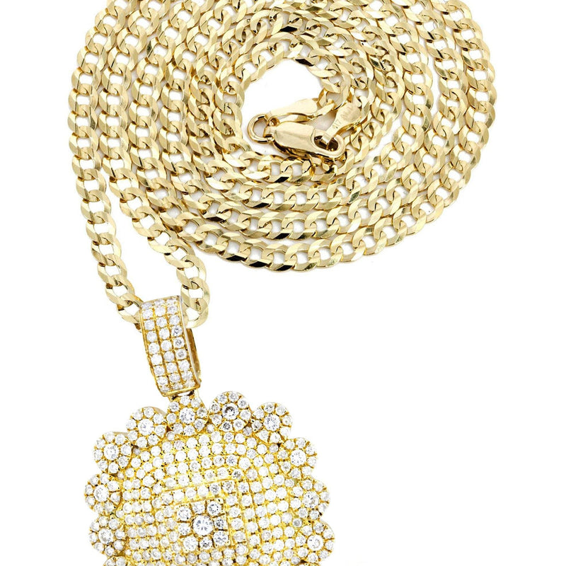 10K Yellow Gold Dog Tag Diamond Necklace  | 2.35 Carats