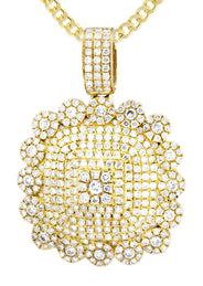 10K Yellow Gold Dog Tag Diamond Necklace  | 2.35 Carats