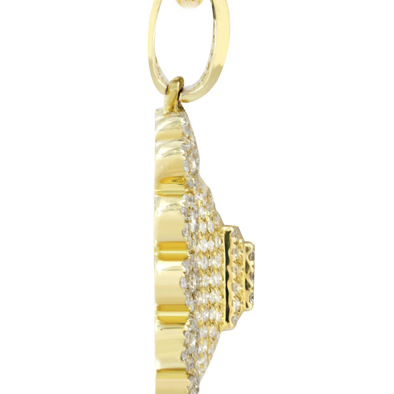 10K Yellow Gold Dog Tag Diamond Necklace  | 2.35 Carats