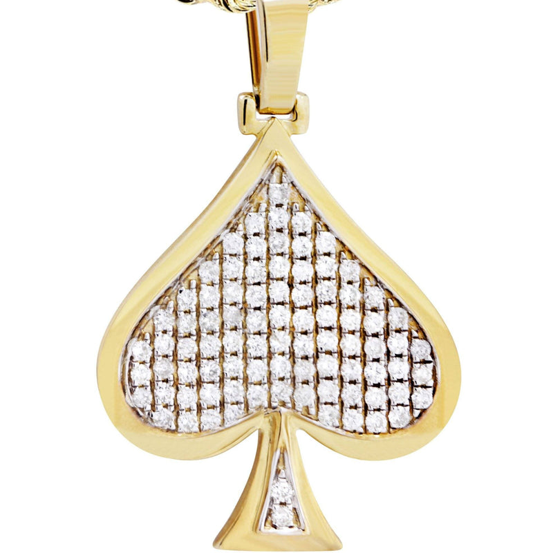 10K Yellow Gold Spades Diamond Necklace  | 1.46 Carats