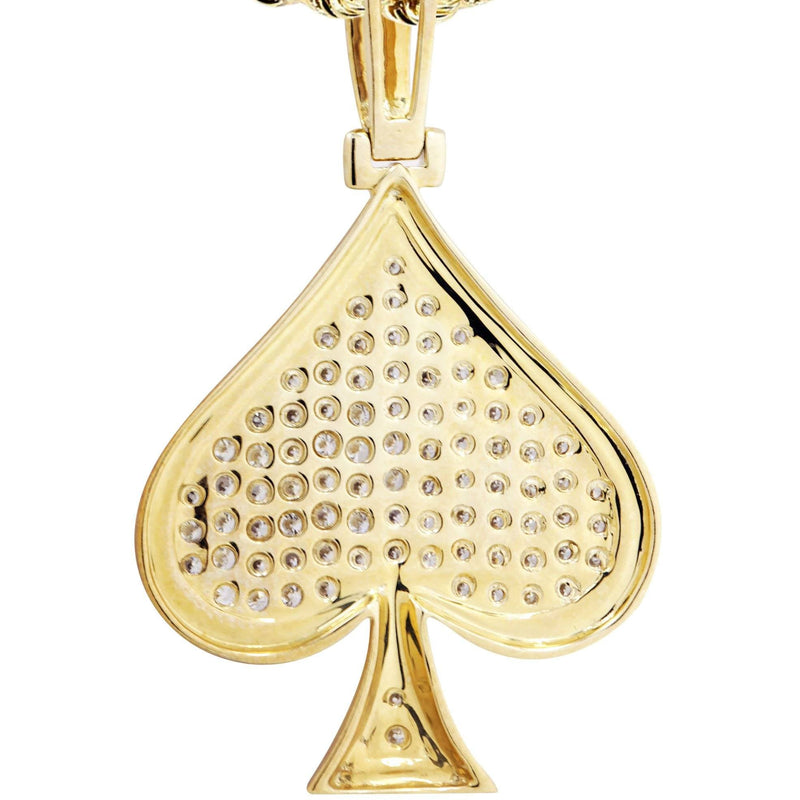 10K Yellow Gold Spades Diamond Necklace  | 1.46 Carats