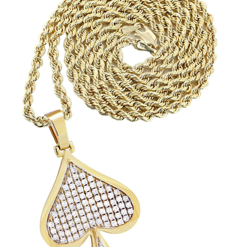 10K Yellow Gold Spades Diamond Necklace  | 1.46 Carats