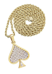 10K Yellow Gold Spades Diamond Necklace  | 1.46 Carats