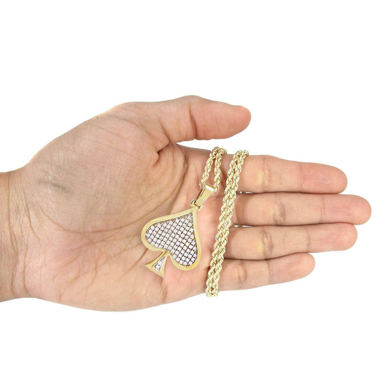 10K Yellow Gold Spades Diamond Necklace  | 1.46 Carats
