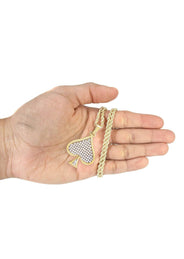 10K Yellow Gold Spades Diamond Necklace  | 1.46 Carats