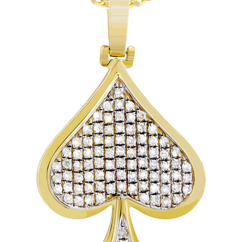 10K Yellow Gold Spades Diamond Necklace  | 0.57 Carats
