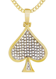 10K Yellow Gold Spades Diamond Necklace  | 0.57 Carats