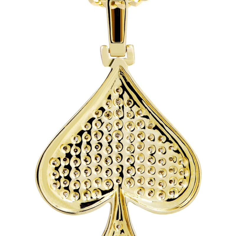 10K Yellow Gold Spades Diamond Necklace  | 0.57 Carats
