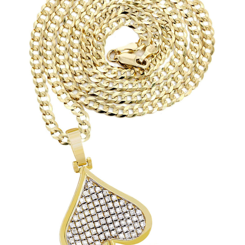 10K Yellow Gold Spades Diamond Necklace  | 0.57 Carats