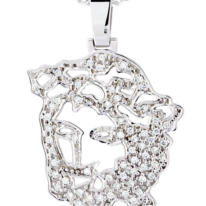 10K White Gold 3D Jesus Head Diamond Necklace  | 0.67 Carats